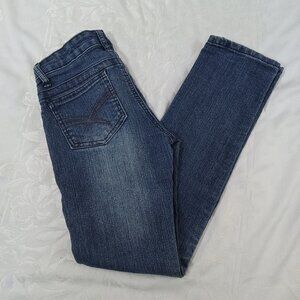 Justice Jeans Girls Size 14 Faded Skinny Denim Mid Rise Y2K Tapered